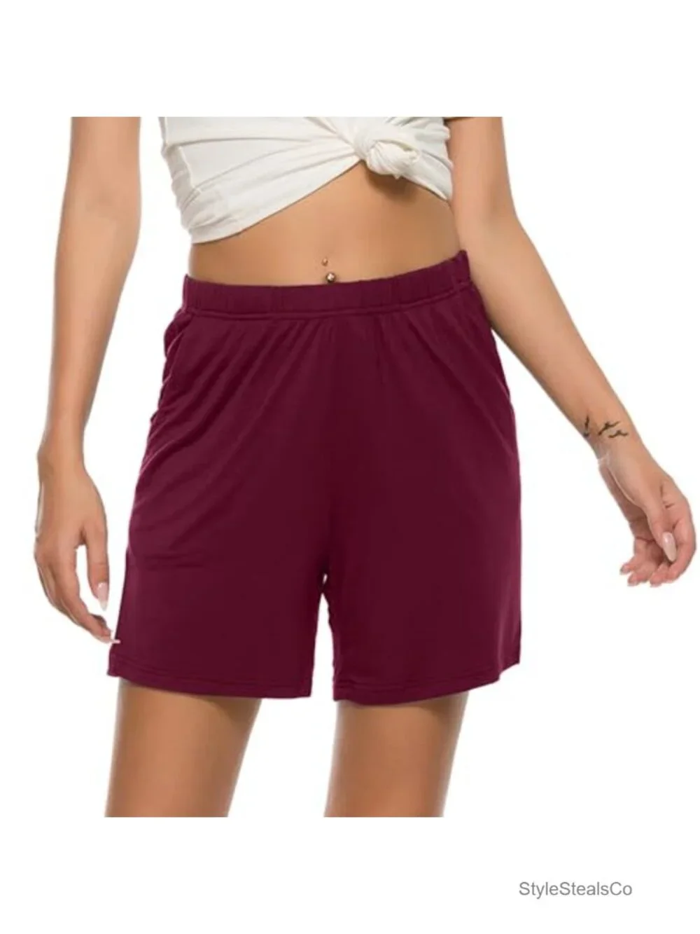 Women's Modal Pajama Shorts with Pockets Elastic Drawstring Lounge Shorts